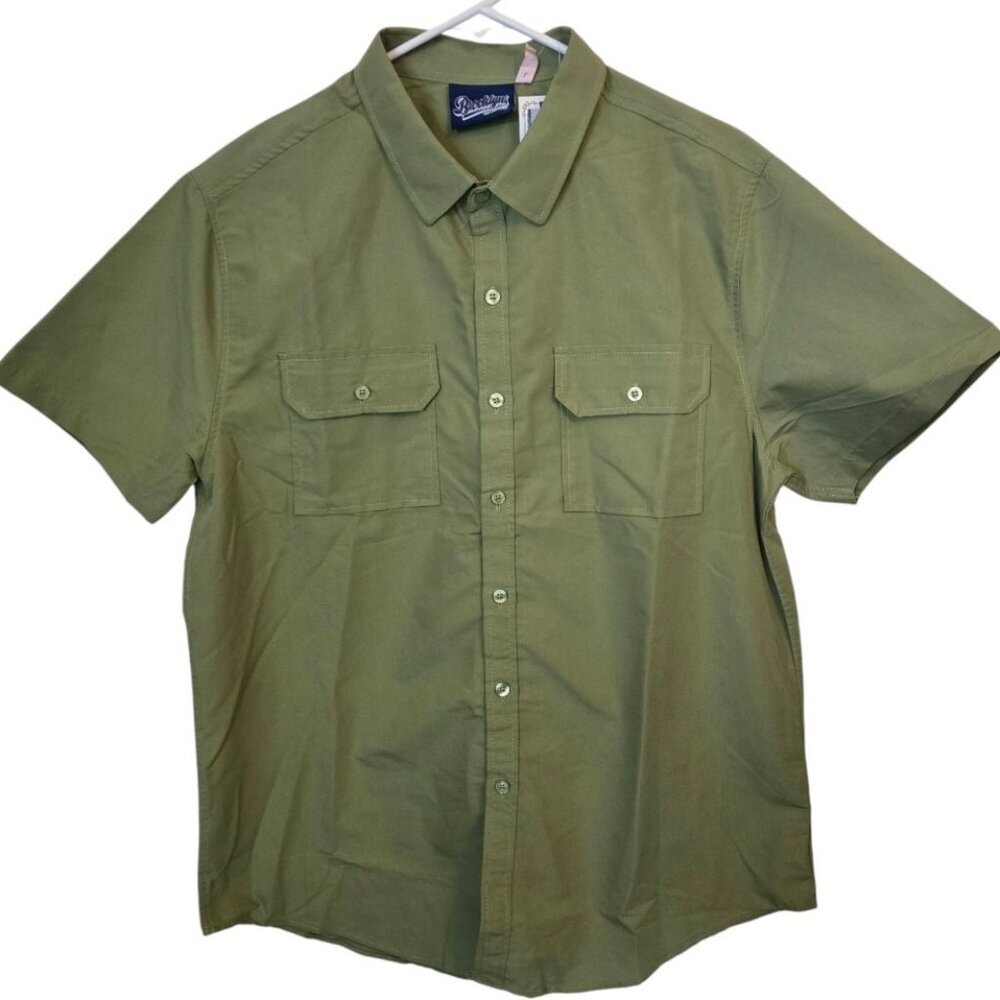 BROOKLYN'S BEST Green Casual Button-Up Shirt Short Sleeve Men's Large